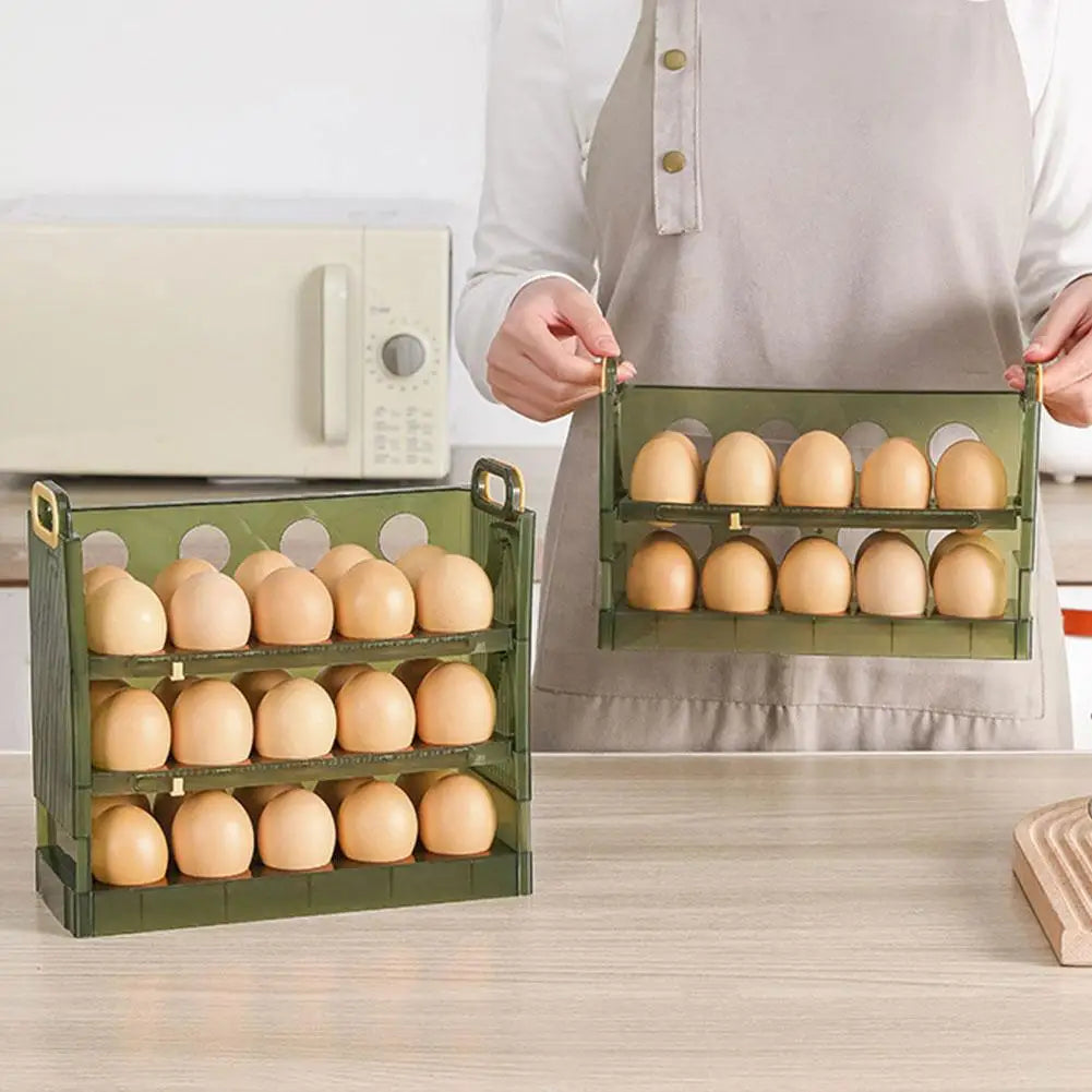 Refrigerator Egg Storage Box Double Layer Egg Rack Holder Egg Basket Container Organizer Large Capacity Kitchen Container