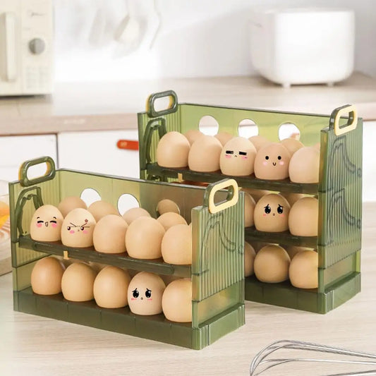 Refrigerator Egg Storage Box Double Layer Egg Rack Holder Egg Basket Container Organizer Large Capacity Kitchen Container