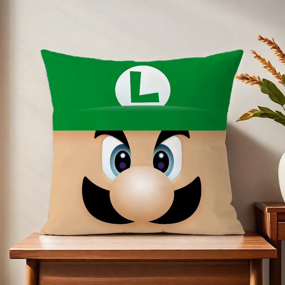 fanart Square soft Comfortable Super Pillow Case Cute for Sofa Living Room Home office face Pixel Decor Protective Cover M-Mario