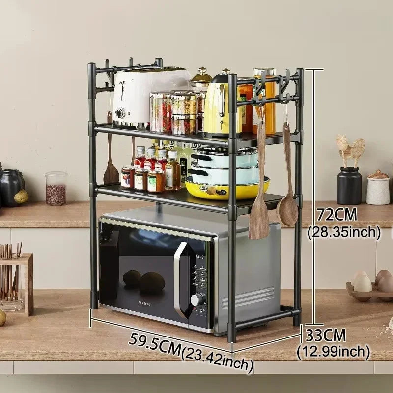 Multi-Layer Microwave Rack 3-Tier Adjustable Height Space Saving Organizer Smart Storage For EU Kitchen Countertop BPA-Free