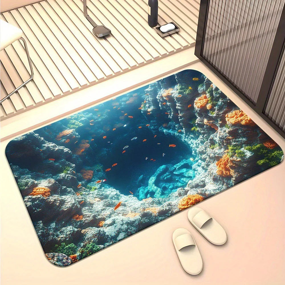 VIKAMA Summer Carpet Entrance Door 3D Visual Ocean Floor Mat Bathroom And Toilet Door Mat Personalized Mat Home Decoration