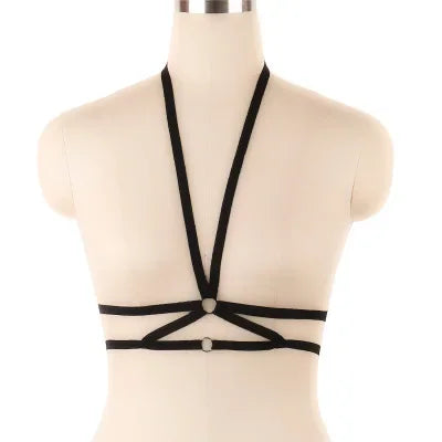 XT8Sexy Black Body Harness Bondage Breast Sex Toy For Womern Erotic Lingerie Belts Elastic Strappy Tops Caged Bras@XT6！