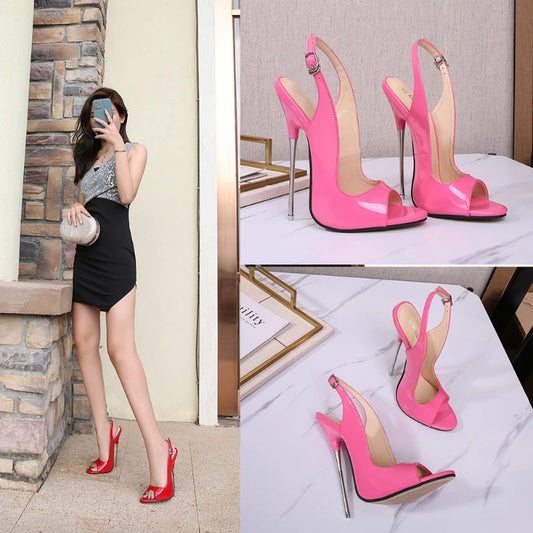 New European And American Large-Size Women's Shoes Fish Mouth Fine High Heels Fashion Sandals 16cm Banquet Elegant Fashionable