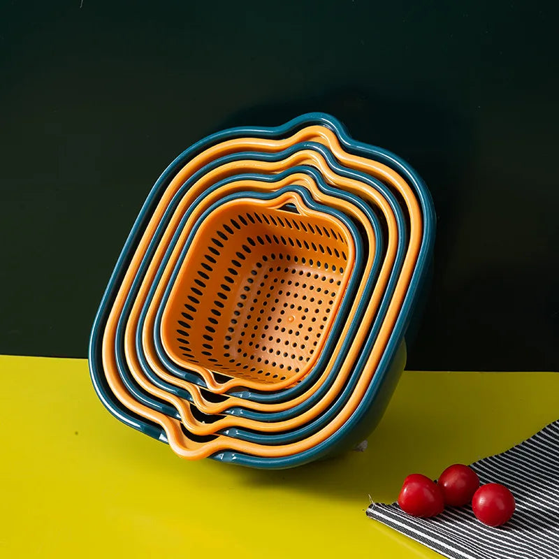 Colander, Double Layer Drain Basket, Plastic Strainer Basket, Reusable Washing Basket, Household Colander For Kitchen, Fruits