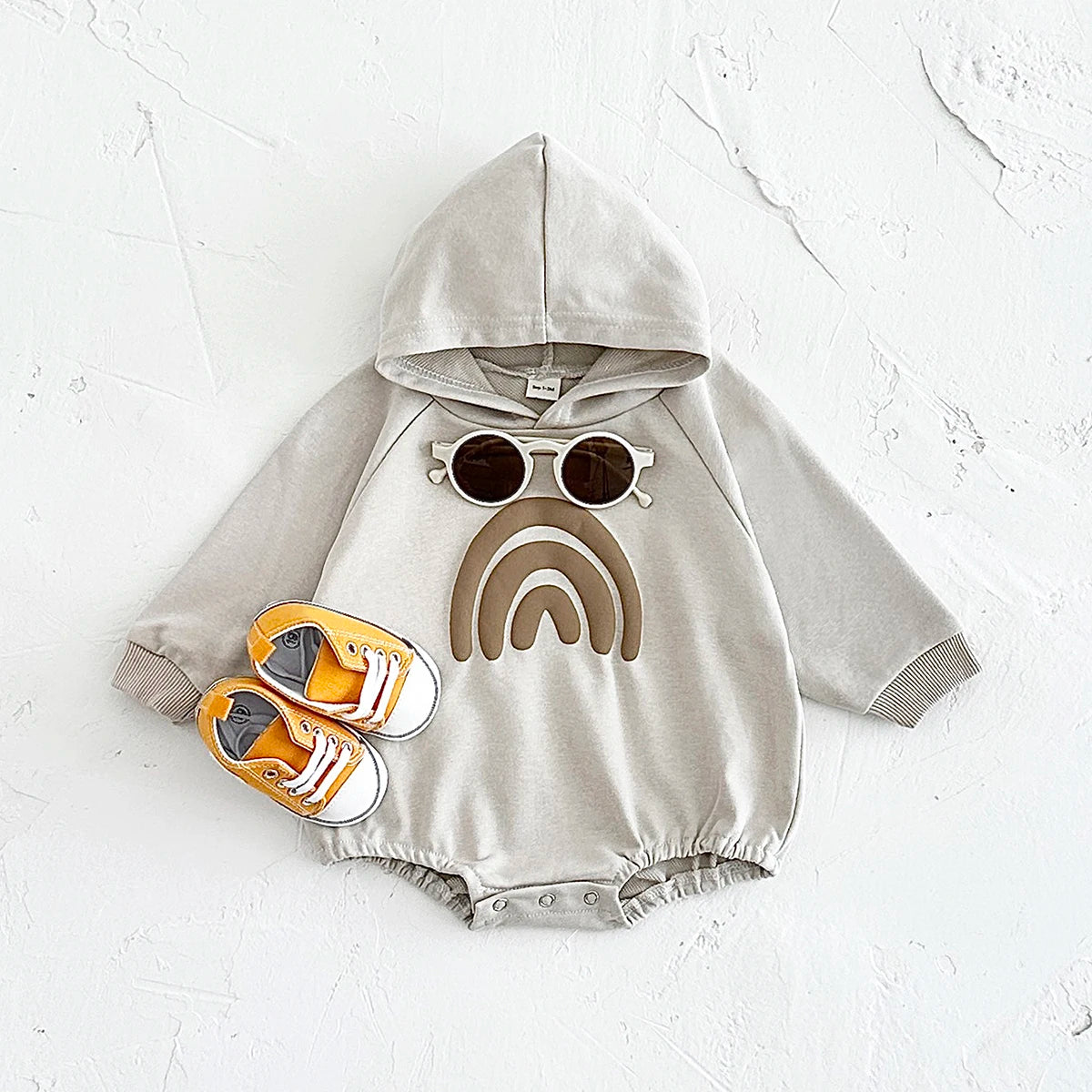 Autumn Newborn Baby Rompers Infant Kids Cotton Long Sleeve Rainbow Hoodie Romper  Boy Girls Jumpsuits Baby Clothes 0-24M