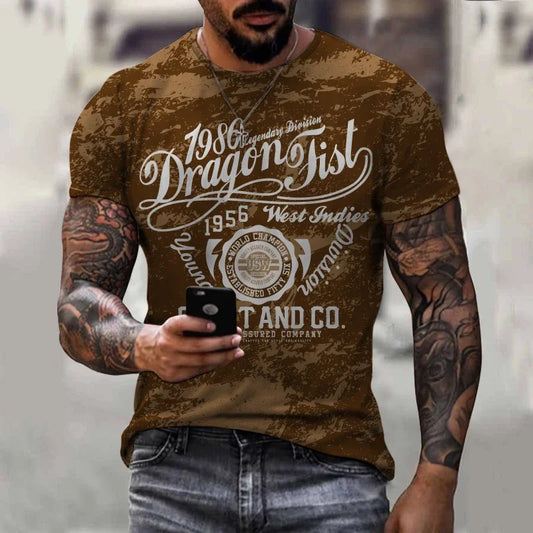 2025 Summer New O Neck Short Sleeve Graphic T-Shirt Casual Versatile Trendy Fashion Oversized T-Shirt Men Clothing