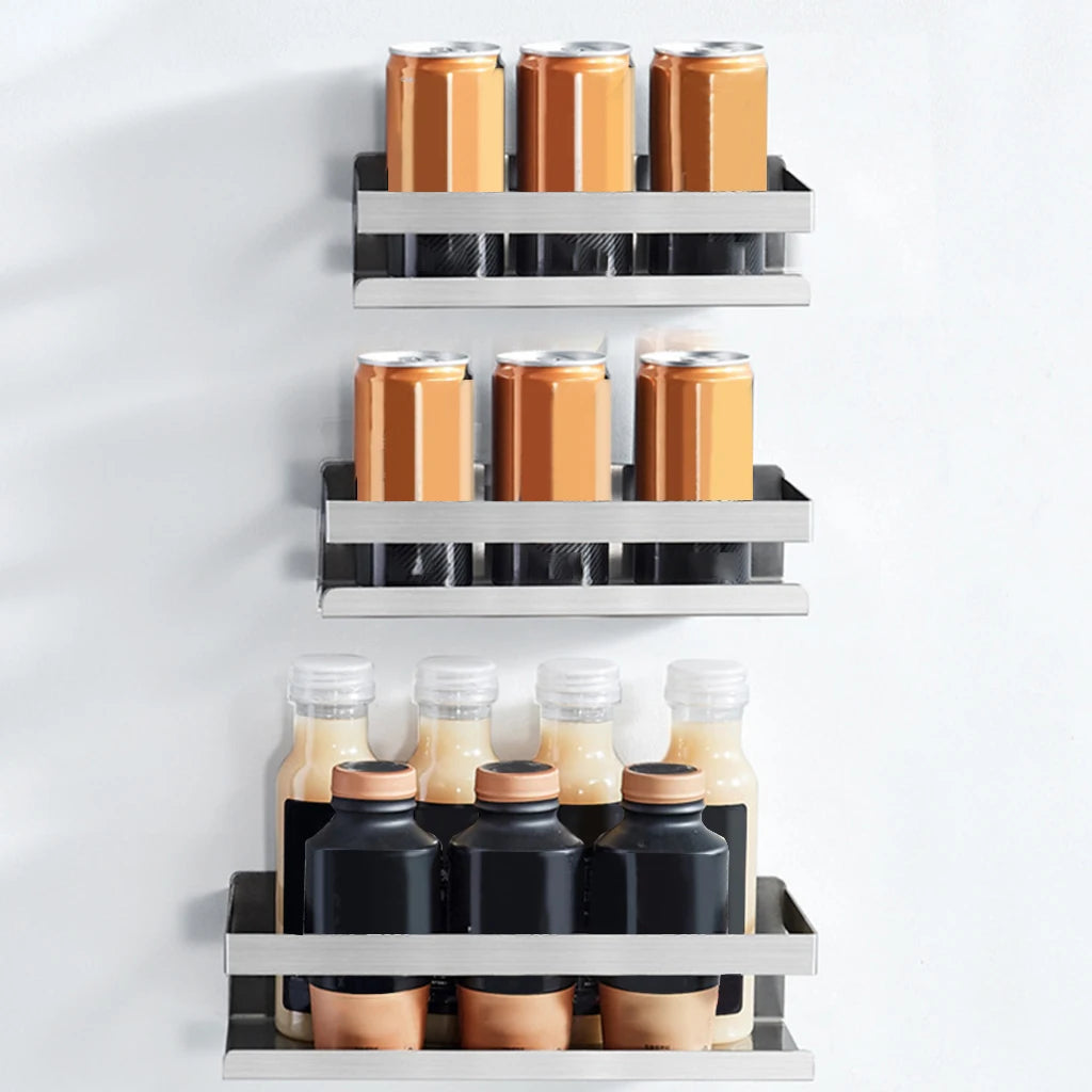 Spice Rack Wall Mounted Seasoning Rack, Stainless Steel Storage Holder Organizer Kitchen Supplies Accessory Save Space