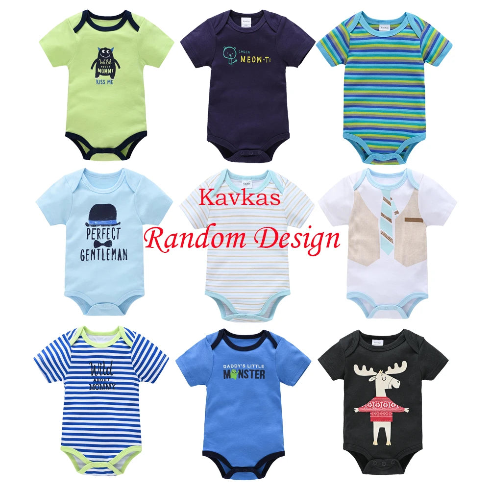 Kavkas Baby Cotton Onesie Random 2 Pieces Set Design Baby Newborn Bodysuit Randomly Given Kids Rompers Short Sleeve Clothes