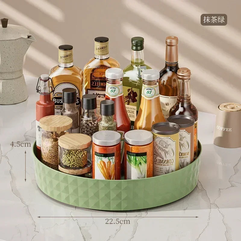 360 Rotating Seasoning Storage Rack Multifunction Pantry Cabinet Turntable for Cosmetics Kitchen Accessories Organizer Tray