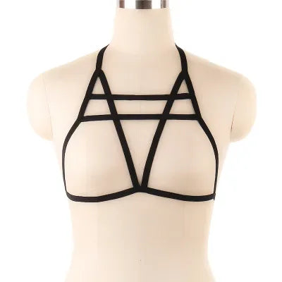 XT8Sexy Black Body Harness Bondage Breast Sex Toy For Womern Erotic Lingerie Belts Elastic Strappy Tops Caged Bras@XT6！