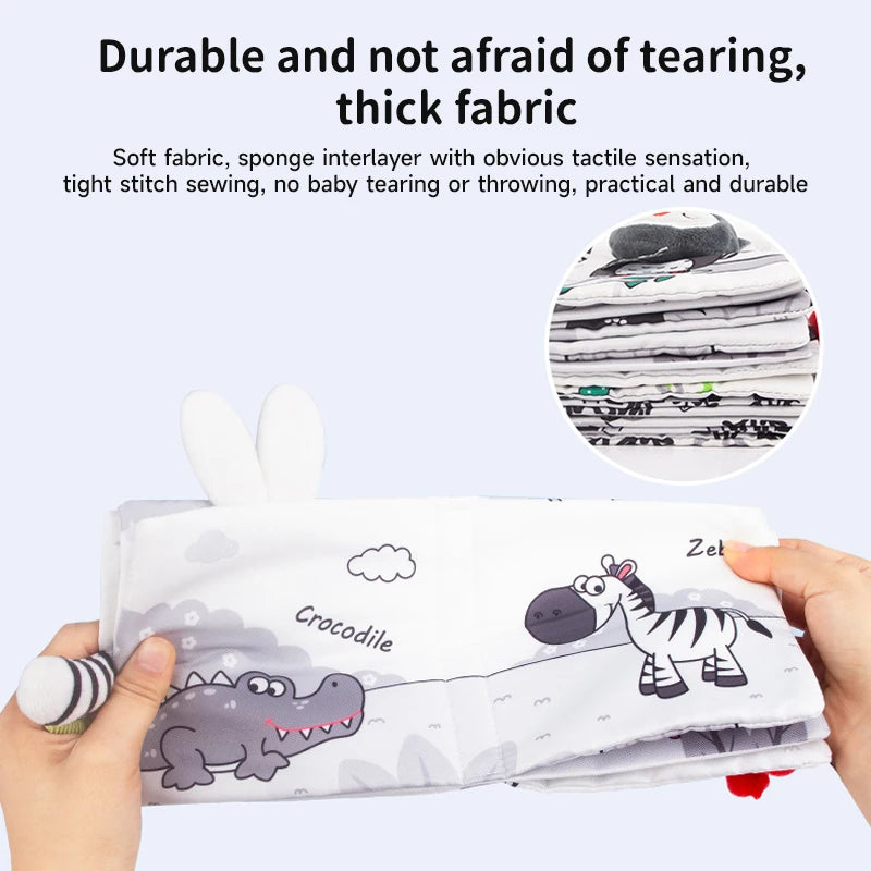 0-12 Months Newborn 3D Cloth Book Animal Tail Cloth Book Baby Soft Cloth Book Parent-child Interactive Sound Paper Infants Toys