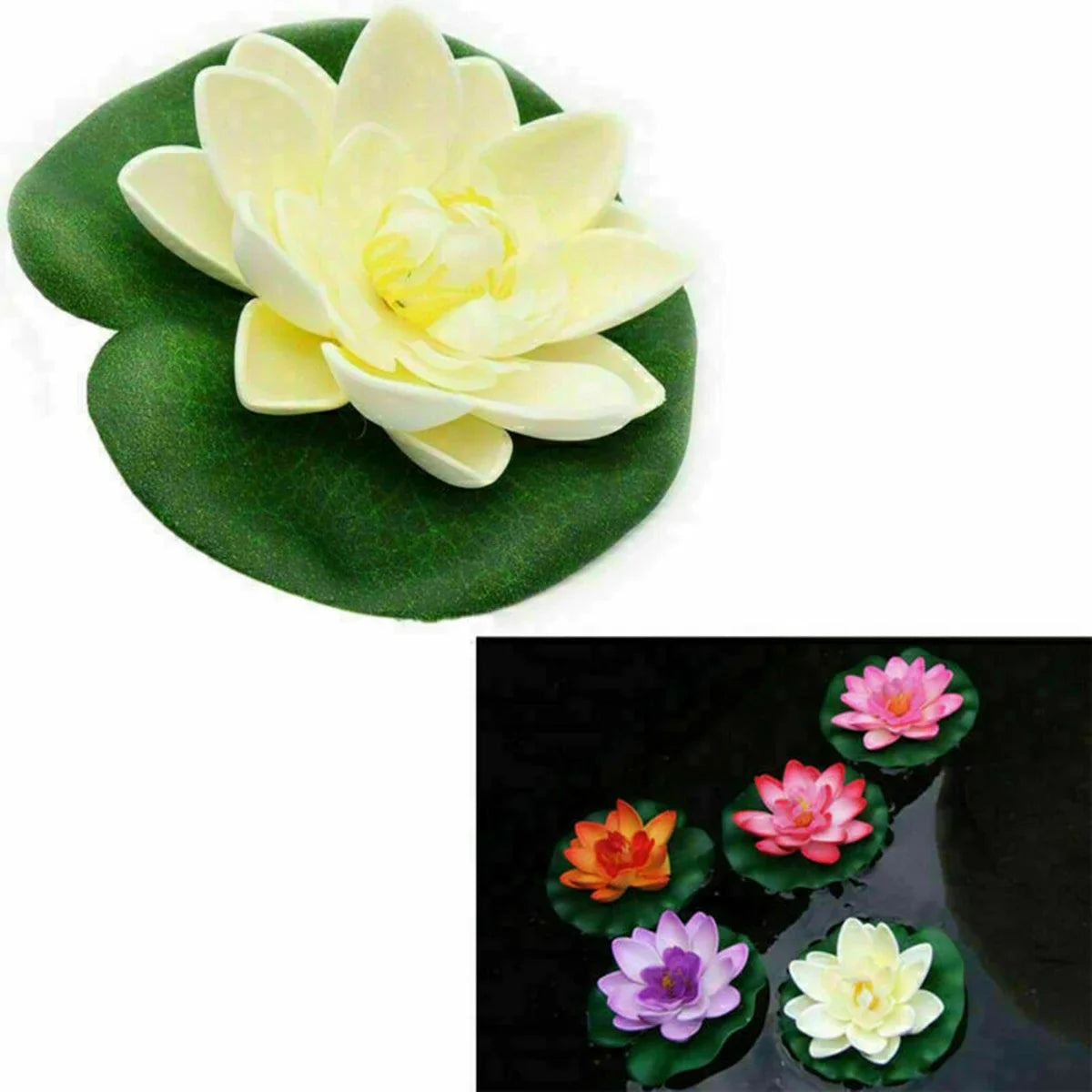 10pc Colorful Artificial Floating Water Lily Simulation EVA Lotus-Leaf Flowers Water Lily Pond Plants for Gardens Home Fish Tank