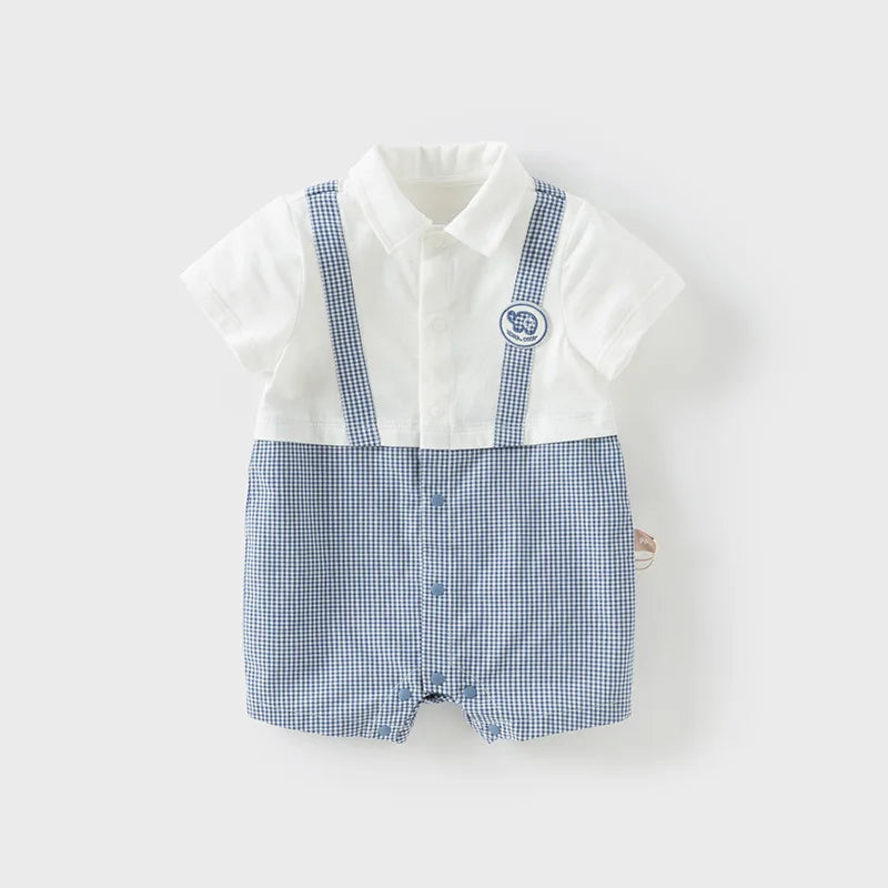 Dave Bella Baby Boys Bodysuits Plaid Short Sleeves Summer Jumpsuit Romper 3-24 Monthes Kids Baby Newborn Clothing DB2251447