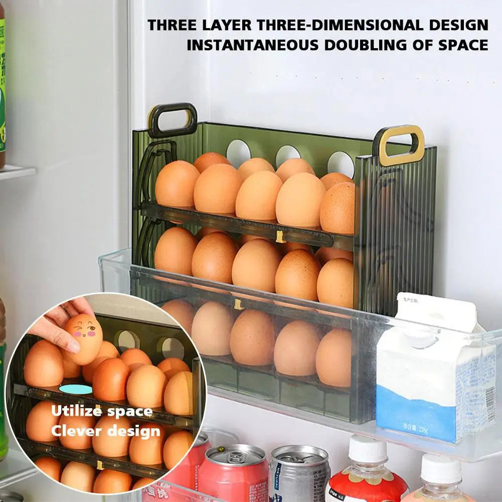 Refrigerator Egg Storage Box Double Layer Egg Rack Holder Egg Basket Container Organizer Large Capacity Kitchen Container