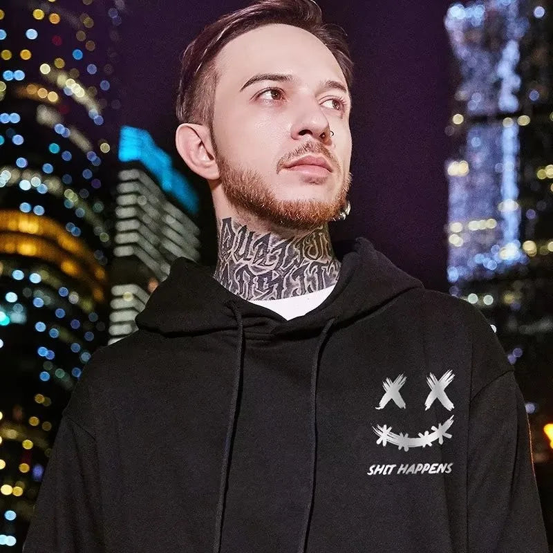 M-8XL Men Oversized Pullover Hoodie Fashion Loose American Trendy Hip Hop Emoji Marshmello Print Long Sleeve Couple Clothes