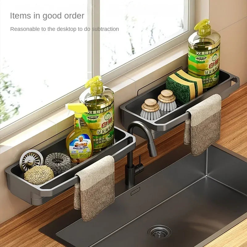 Drain Rack Kitchen Sink Organizer Self-draining Shelf Sponge Holder Dishcloth Faucet Storage Soap Drainer Kitchen Accessories
