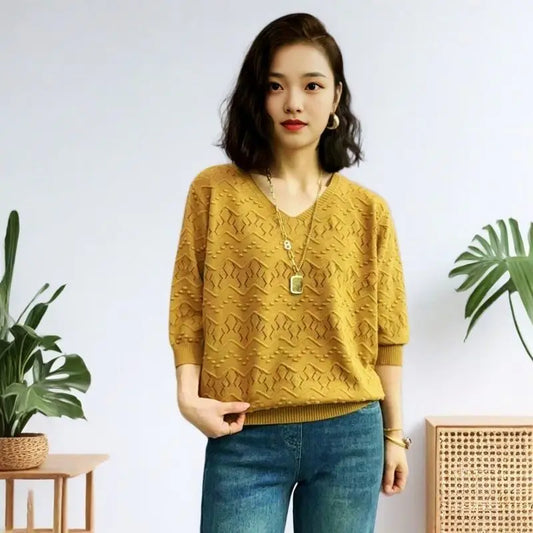 Women's Solid Color Pullover Lantern Long-sleeved Sweater Casual Fashion Top