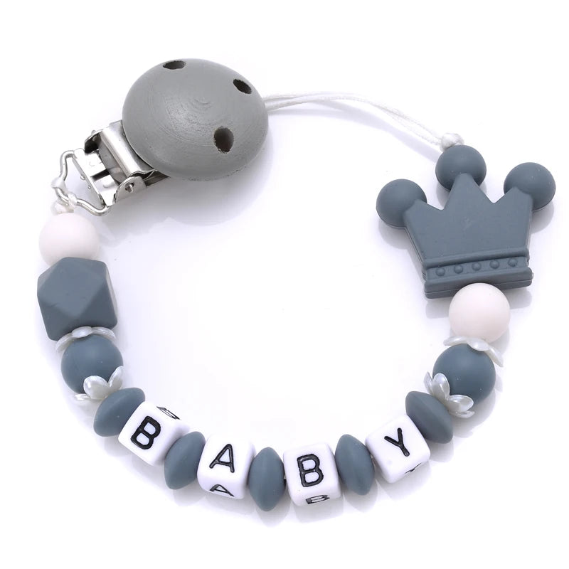 Baby Personalized Name Pacifier Clips Silicone Pacifier Chains Handmade Toddler Teether Teething Chain Nipple Clip Chew Toys