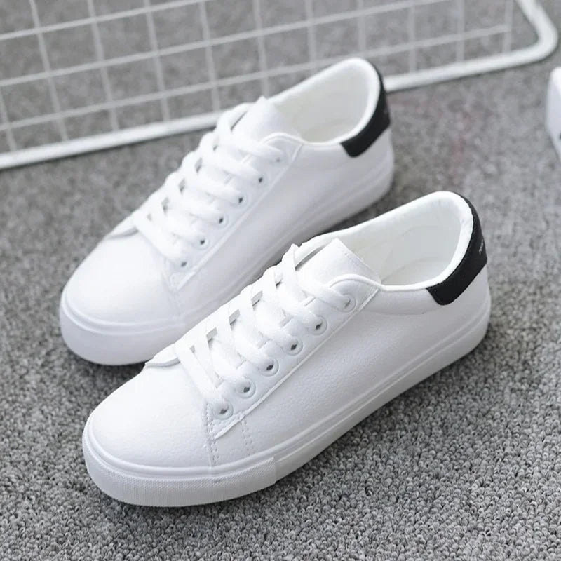 Women Sneakers Fashion Breathble Vulcanized Shoes Pu Leather Platform Shoes White Lace Up Casual Shoes Zapatos Mujer Chaussure