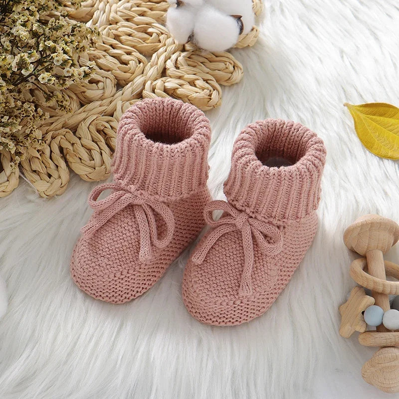 Baby Shoes Cotton Knit Newborn Girl Boy Boots Fashion Solid Infant Socks Toddler Slip-On Bed First Shoes Handmade 0-18M Footwear