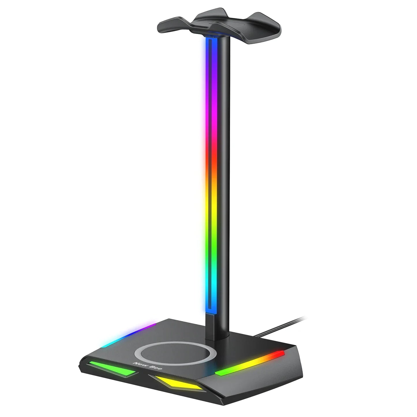 New Bee Z12 RGB Headphones Stand Holder with Wireless Charger Base Desk Gaming Headset Holder Non-Slip Rubber Base