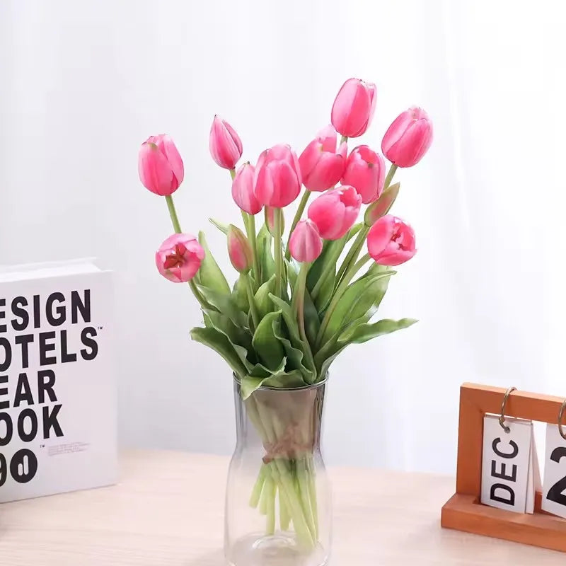 5pcs Tulips Artificial Flowers Luxury Silicone Real touch Tulip Bouquet Home Room Living Room Wedding Decora flores artificiales