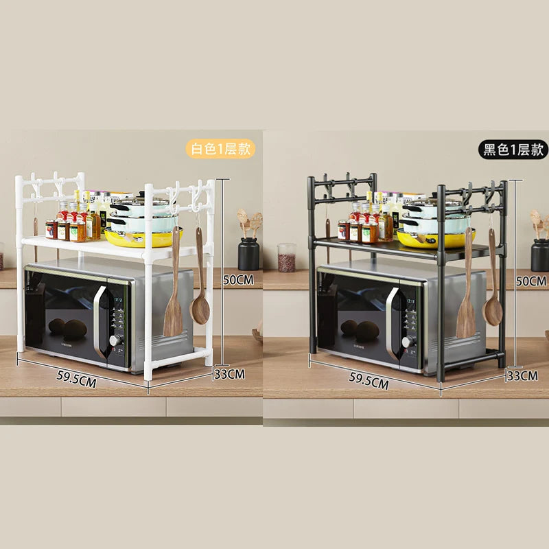 Multi-Layer Microwave Rack 3-Tier Adjustable Height Space Saving Organizer Smart Storage For EU Kitchen Countertop BPA-Free