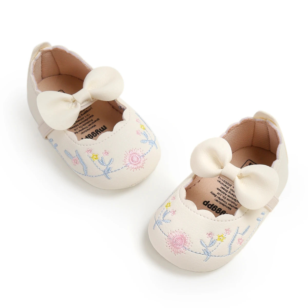 Baby Girls Mary Jane Flats with Bownot Non Slip Soft Sole PU Leather Newborn Infant Toddler First Walker Cirb Dress Shoes