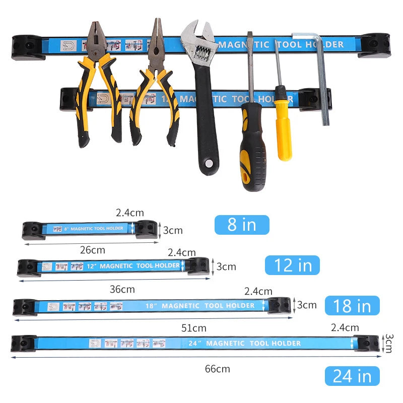 8/12/18/24inch Magnetic Tool Holder Heavy Duty Tool Bar Space Saving Metal Organizer Rack Tool For Workshop Garage Home