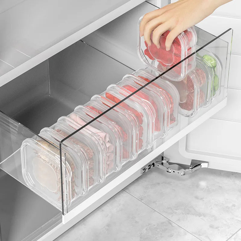 2/5PC Small Food Preservation Boxes Refrigerator Frozen Meat Vegetable Fresh-Keeping Box Transparent Kitchen Sealed Storage Box