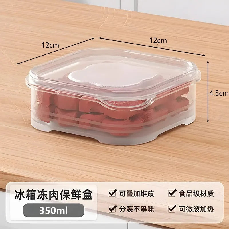 2/5PC Small Food Preservation Boxes Refrigerator Frozen Meat Vegetable Fresh-Keeping Box Transparent Kitchen Sealed Storage Box
