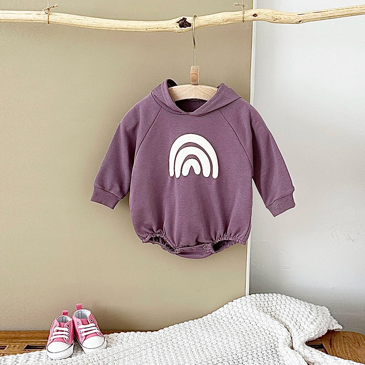 Autumn Newborn Baby Rompers Infant Kids Cotton Long Sleeve Rainbow Hoodie Romper  Boy Girls Jumpsuits Baby Clothes 0-24M