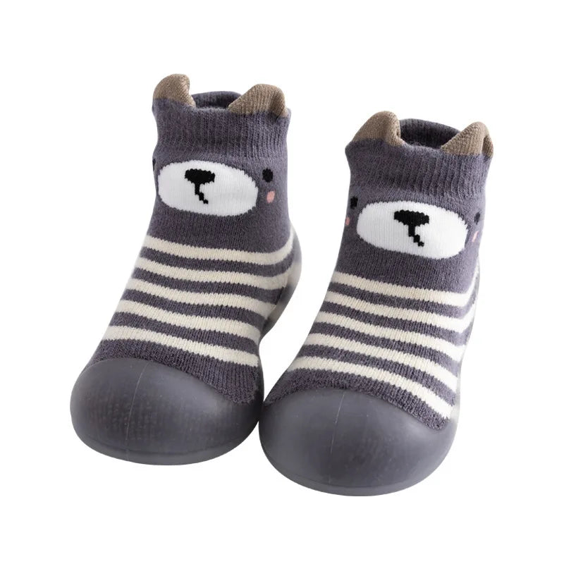 ‌Baby Girls Autumn Non-Slip Socks Soft Sole Learning Walk Cute Dog Fleece Lined Toddler Booties Anti-Skid Floor Socks