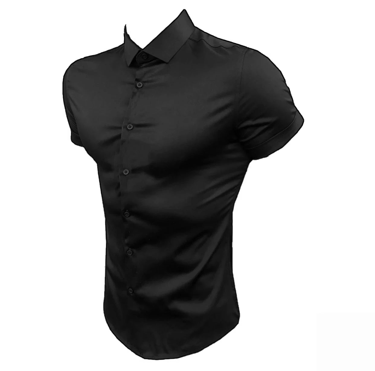 2025 Summer Men's Casual Formal Single-breasted Shirt Fashion Loose Classic Slim Short Sleeve Solid Color Fashionable Shirt