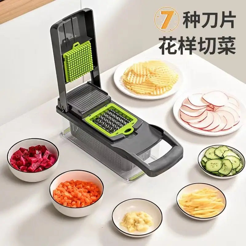 Cocina14/16 in 1 Multifunctional Vegetable Chopper Slicer Shredder with Basket Fruit Slicer Potato Shredder Carrot Grind Gadgets