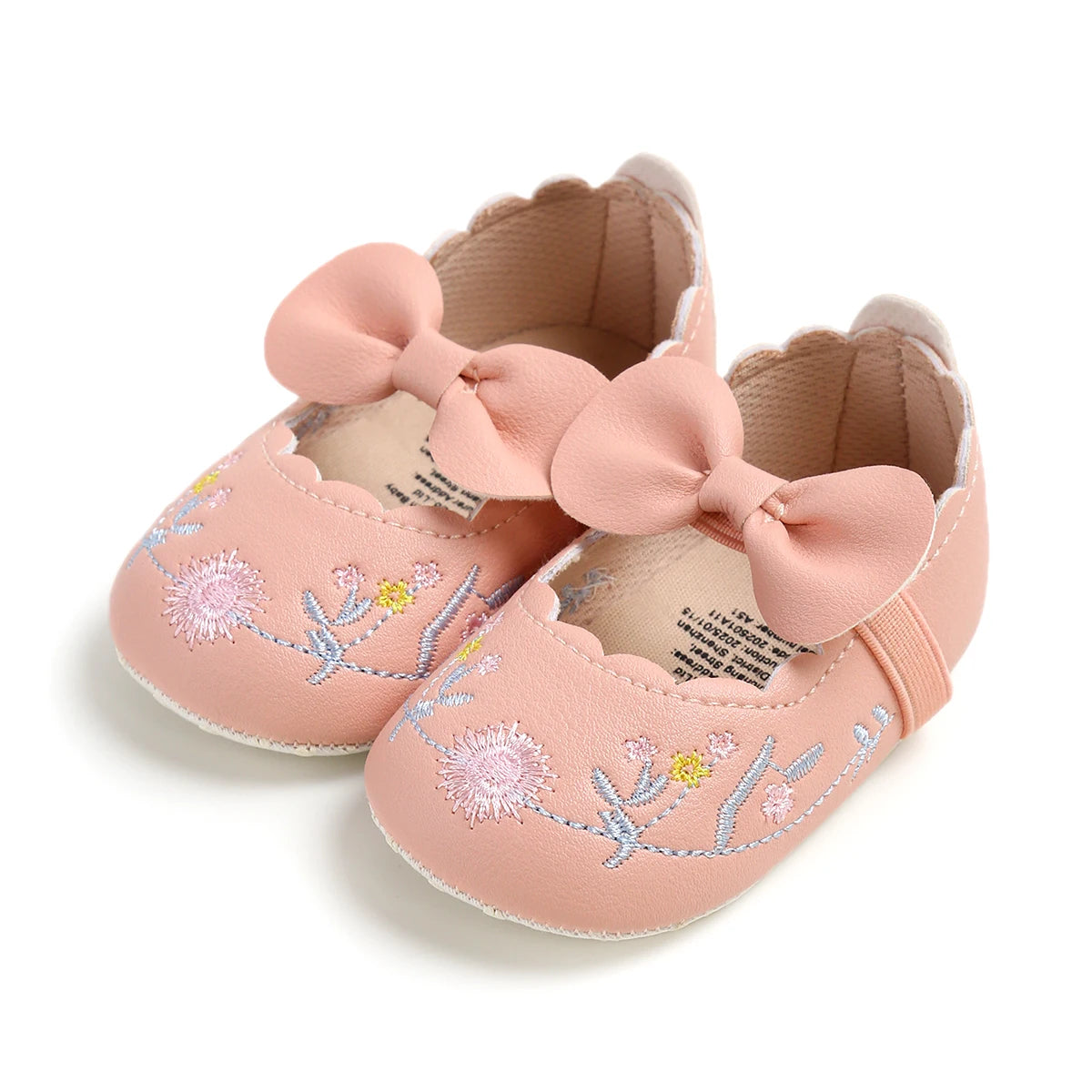 Baby Girls Mary Jane Flats with Bownot Non Slip Soft Sole PU Leather Newborn Infant Toddler First Walker Cirb Dress Shoes