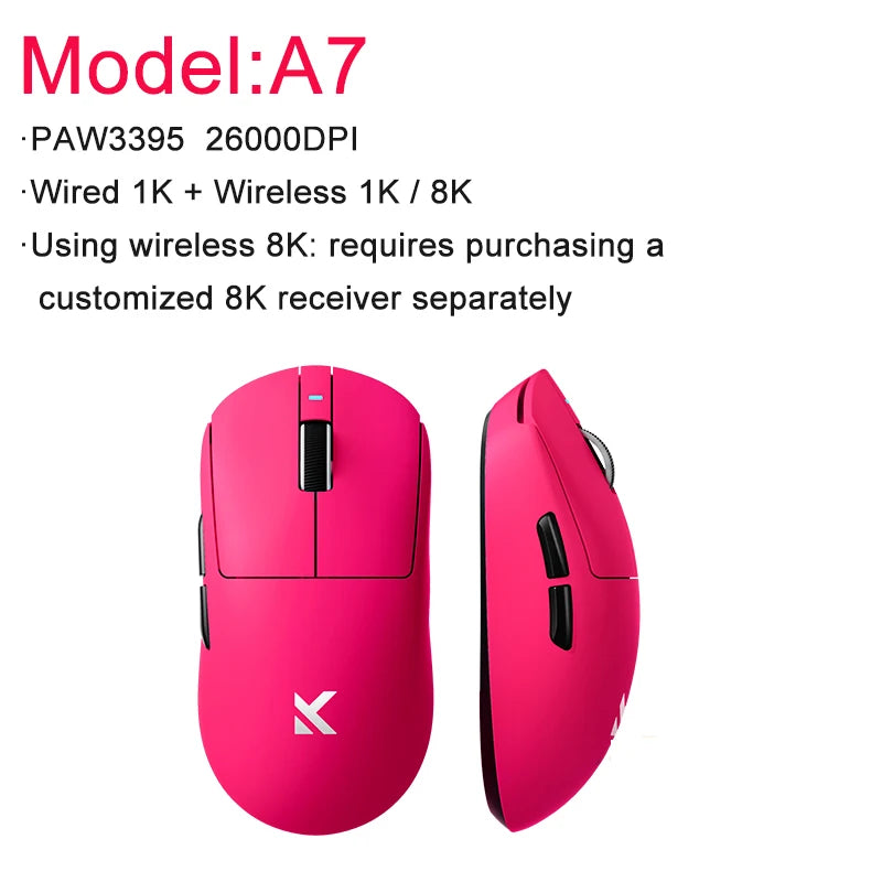 MCHOSE A7 / A7 Pro / A7 Ultra Gaming Mouse Three Mode Bluetooth Wireless E-sports Lightweight Mice PAW3395 / PAW3950 8K For PC