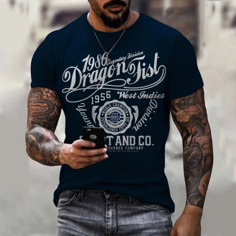 2025 Summer New O Neck Short Sleeve Graphic T-Shirt Casual Versatile Trendy Fashion Oversized T-Shirt Men Clothing