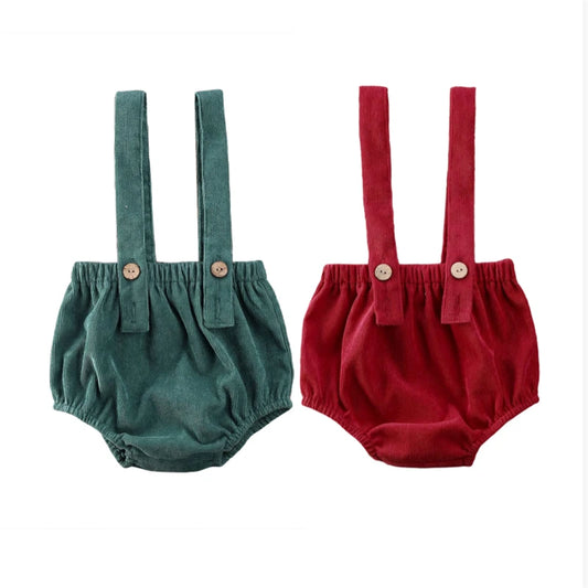 Christmas Newborn Baby Boys Shorts Girls Cute Corduroy Suspender Rompers Baby Kids Clothing Toddler Shorts Bottoms 0-24M