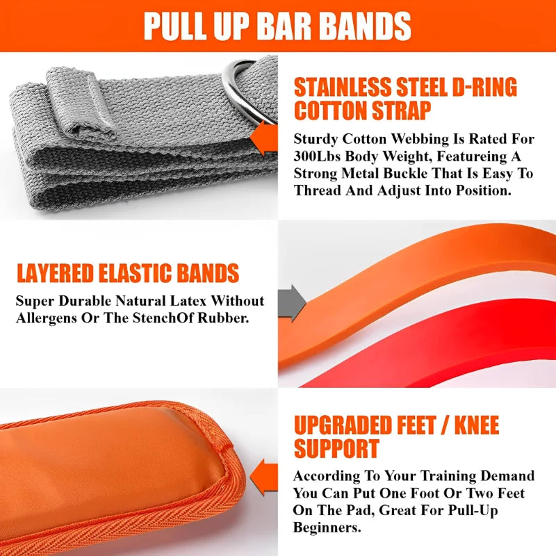 Adjustable Pull Up Assistance Bands Set For Assist Men Women Hanging Training Chin-Up Workout Body Stretching Home Fitness