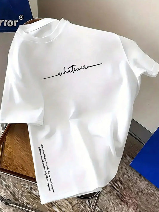 Summer streetwear minimalist letter print pattern T-shirt for men, 100% pure cotton fashionable and breathable T-shirt