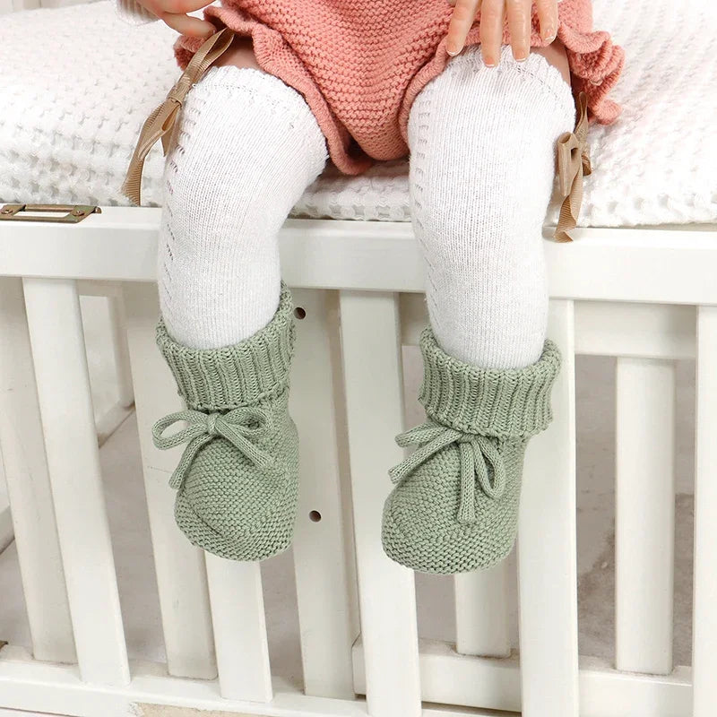 Baby Shoes Cotton Knit Newborn Girl Boy Boots Fashion Solid Infant Socks Toddler Slip-On Bed First Shoes Handmade 0-18M Footwear