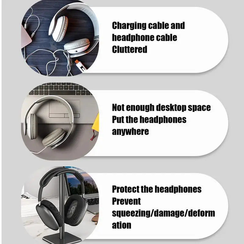 Detachable Headphone Stand Aluminuim Alloy Headset Holder for Gaming Earphone Desktop Headphones Support Holder