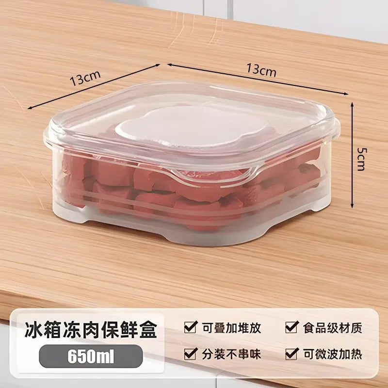 2/5PC Small Food Preservation Boxes Refrigerator Frozen Meat Vegetable Fresh-Keeping Box Transparent Kitchen Sealed Storage Box