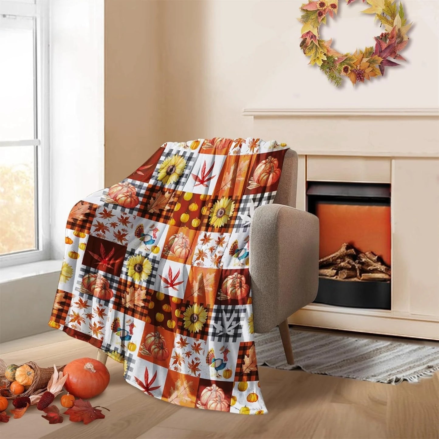 1PC Halloween Theme Throw Pumpkin skull Black Bats Orange color Thin Blanket Gifts for Couch Bed Car Home Camping all season use
