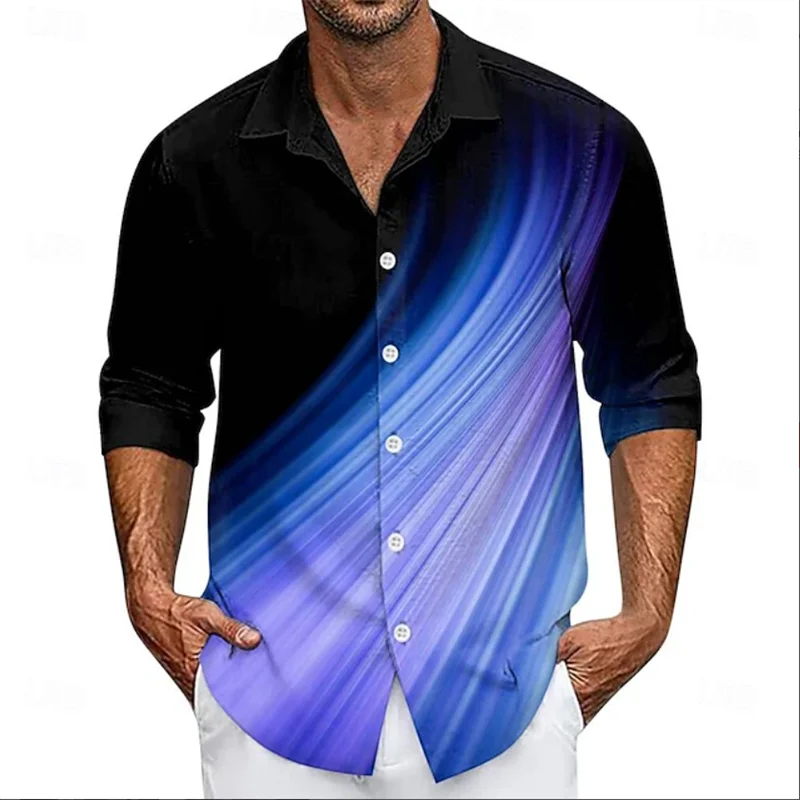 Geometric Marble Abstract Art Men's Shirt Long Sleeve Fashion Casual Holiday Flip Button Shirt 3D Printing