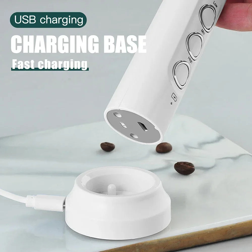 Wireless Rechargeable Electric Milk Frother 3 Speeds Handheld Foam Maker Latte Cappuccino Hot Chocolate USB Rechargea Home