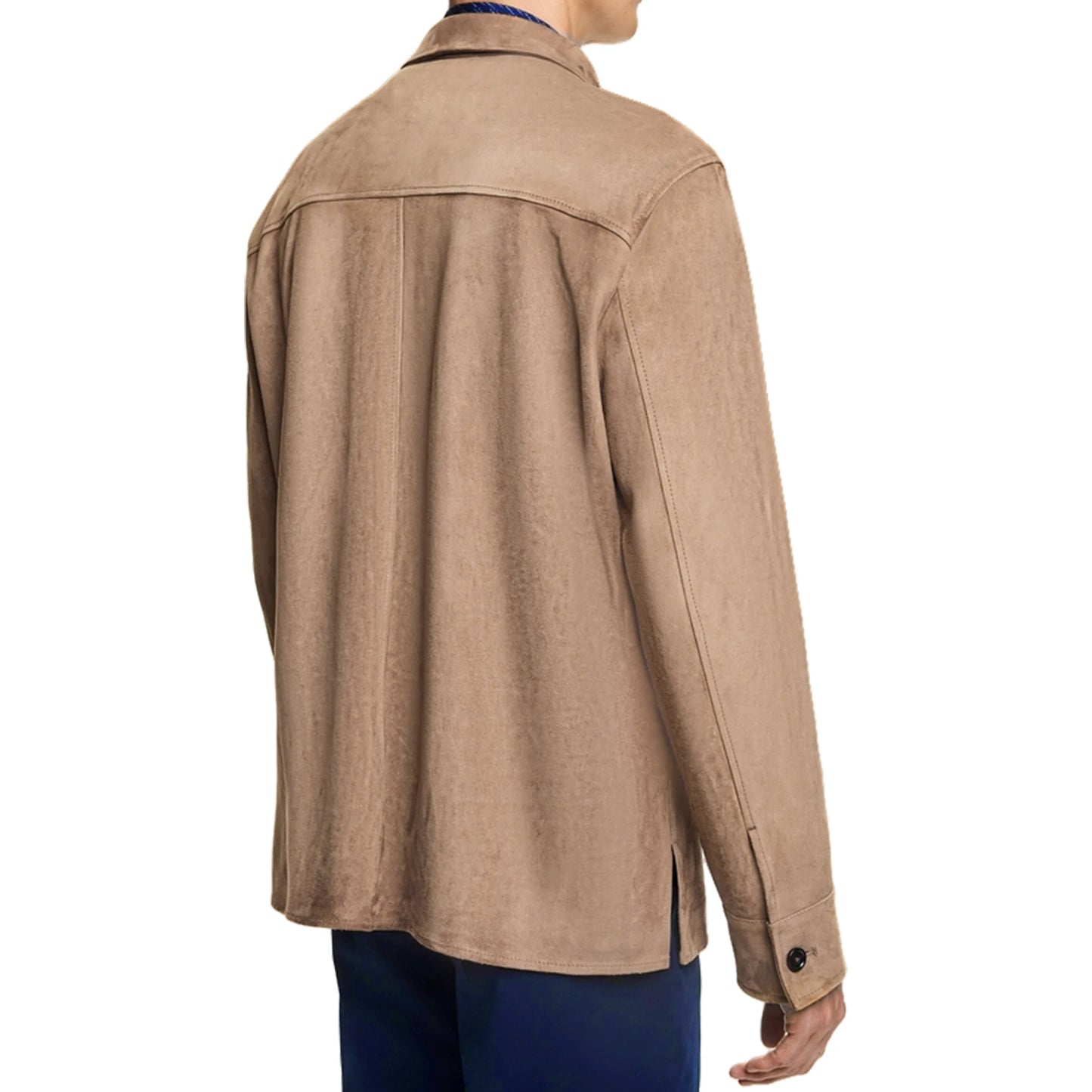 CHCH Men's Fashion Long Sleeve Solid Faux Suede Shirt Single Pocket Simple Design Casual Shirts Coat