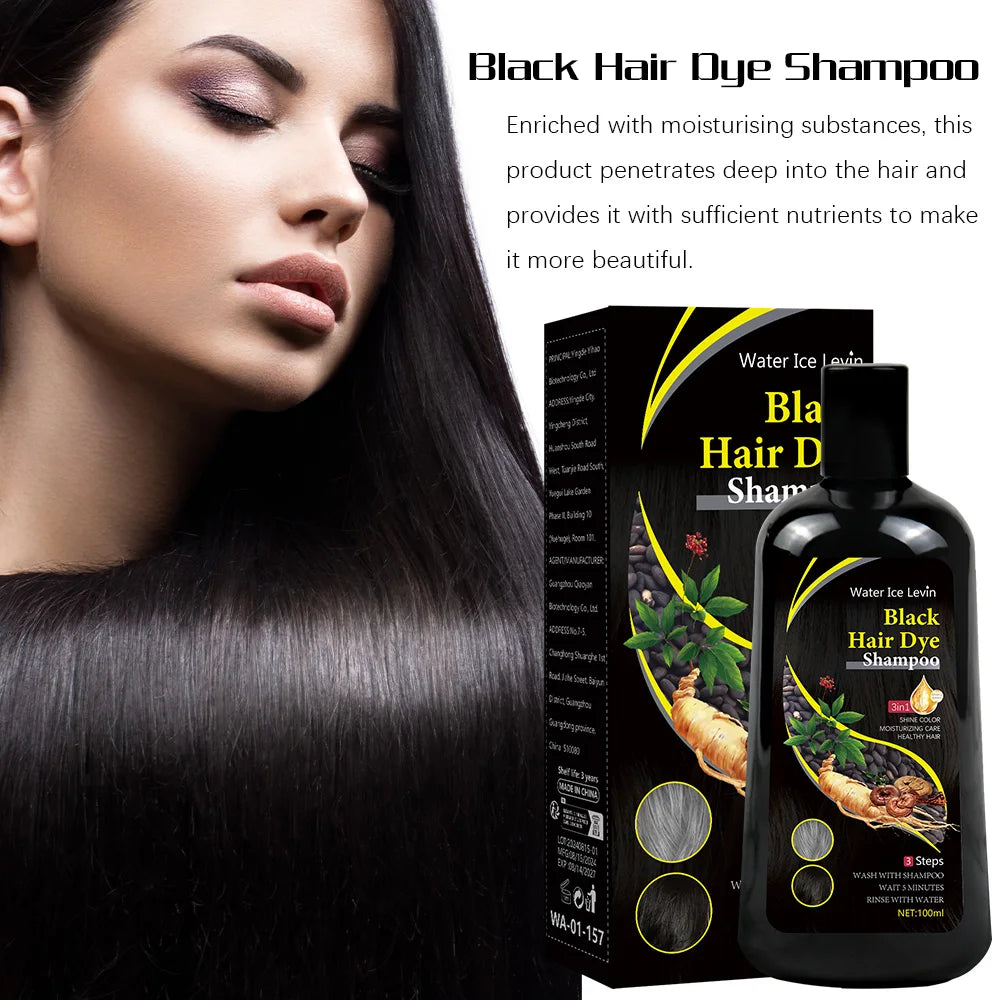 New 100ml Black Hair Color Dye Hair Shampoo Cream Organic Permanent Covers White Gray Shiny Natural Ginger Essence For Women Men