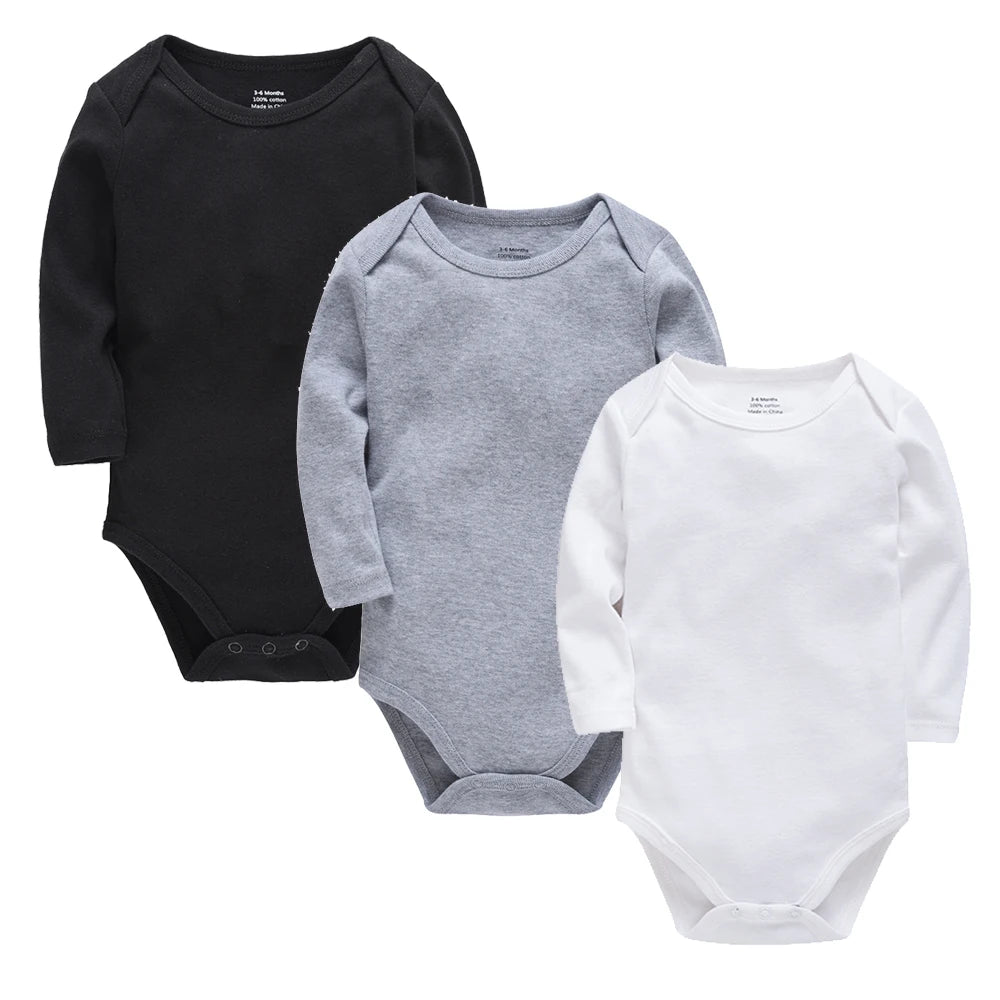 KAVKAS Baby Clothing Kids Romper Blank Black Bodysuit Cotton Plain Jumpsuit Muslin design Clothes Long Sleeve Kids 0-24M